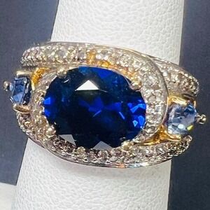 Ross Simons Ring Lab Created Blue Sapphire Vermeil Gold Over 925 Silver Sz 5.75